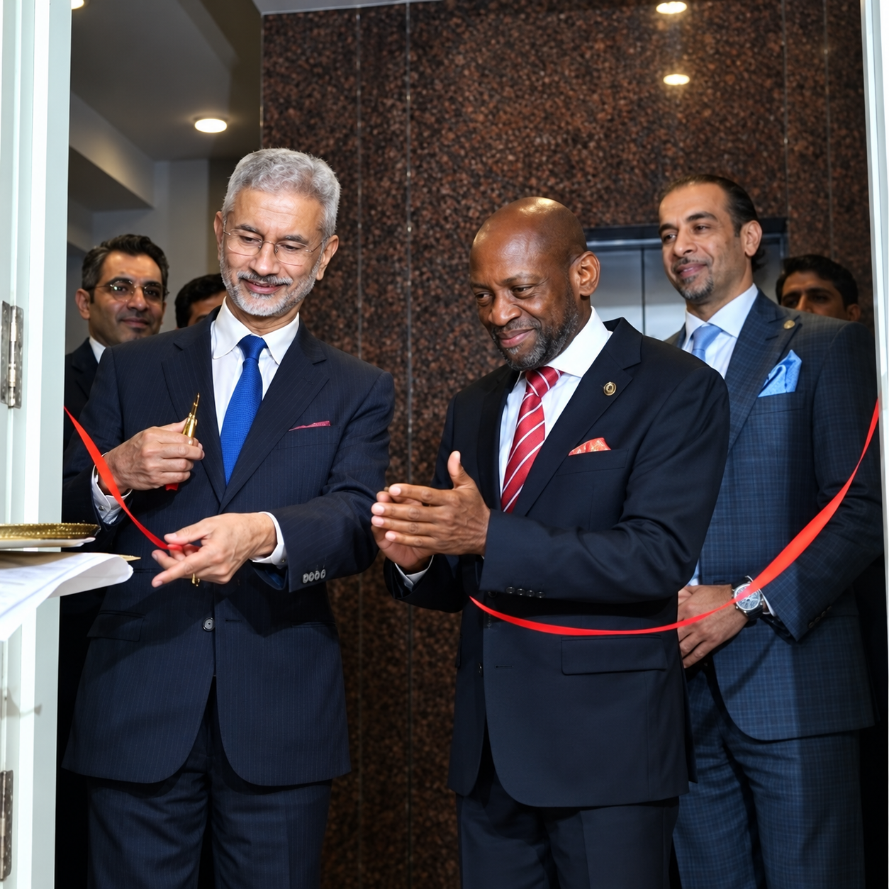 Ribbon cutting at the opening of the High Commission in New Delhi